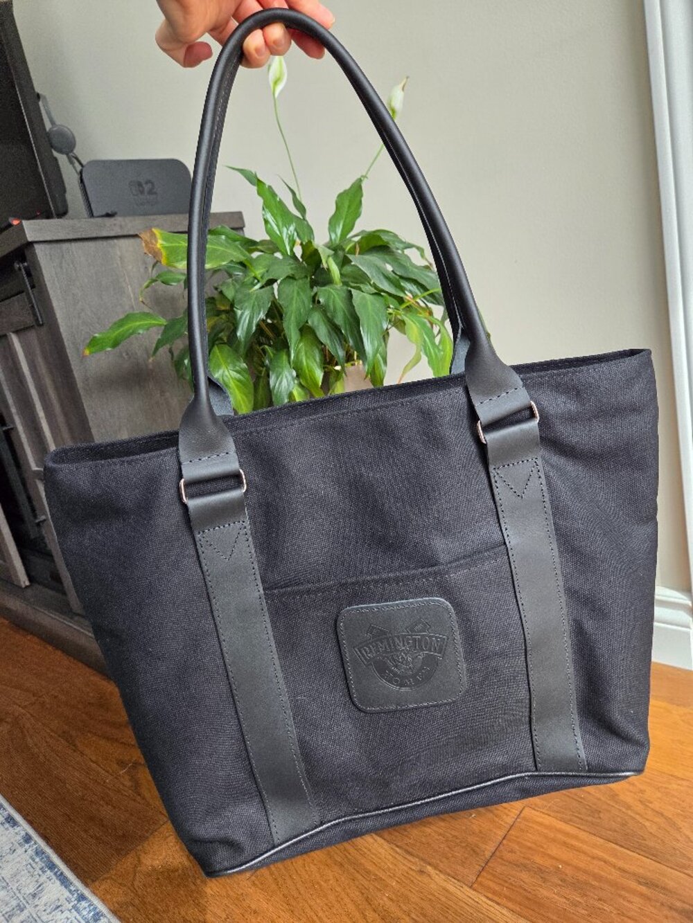 Leather and Canvas Laptop Tote Bag